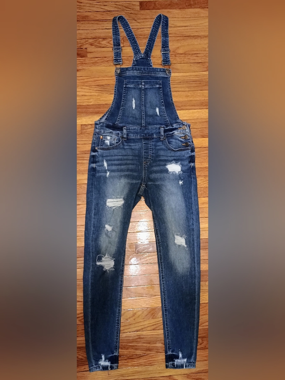 ENJEAN Denim Collection overalls Distressed Denim Blue, Size S